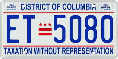 DC license plate ET5080
