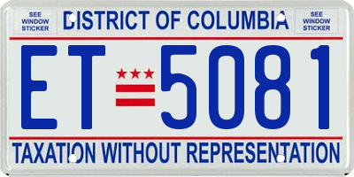 DC license plate ET5081