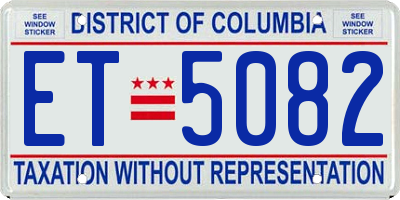 DC license plate ET5082