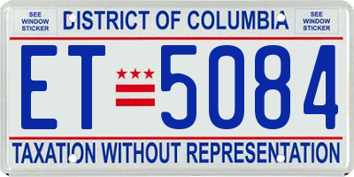 DC license plate ET5084