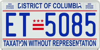 DC license plate ET5085