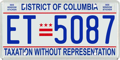 DC license plate ET5087