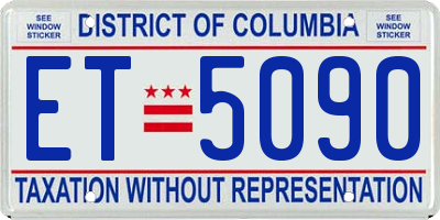 DC license plate ET5090