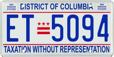 DC license plate ET5094