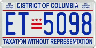 DC license plate ET5098