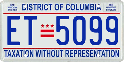 DC license plate ET5099