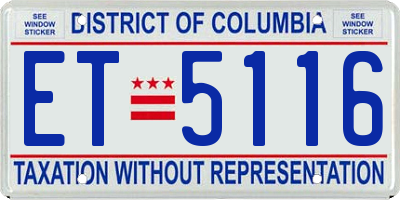 DC license plate ET5116