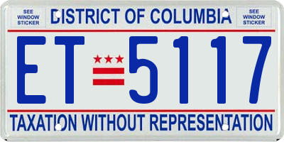 DC license plate ET5117