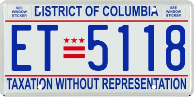 DC license plate ET5118