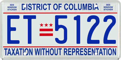 DC license plate ET5122