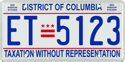 DC license plate ET5123