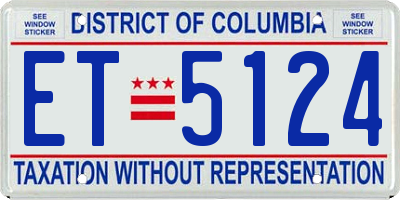 DC license plate ET5124