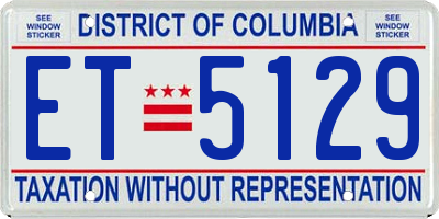 DC license plate ET5129