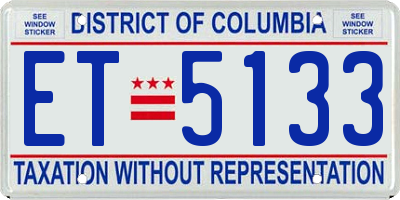 DC license plate ET5133