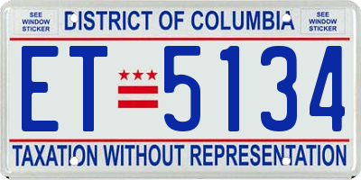 DC license plate ET5134