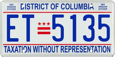 DC license plate ET5135
