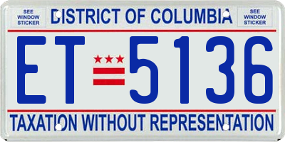 DC license plate ET5136