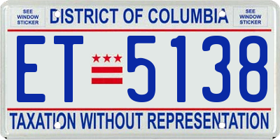 DC license plate ET5138