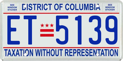 DC license plate ET5139