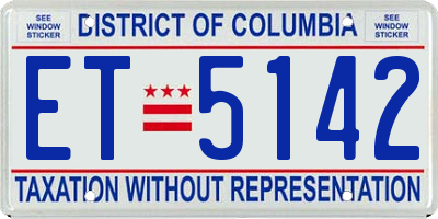 DC license plate ET5142