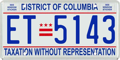 DC license plate ET5143