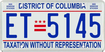 DC license plate ET5145