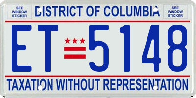 DC license plate ET5148