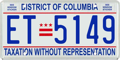 DC license plate ET5149