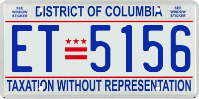 DC license plate ET5156