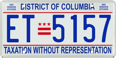 DC license plate ET5157