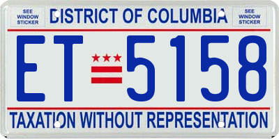 DC license plate ET5158