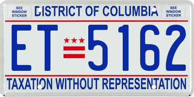 DC license plate ET5162