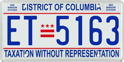 DC license plate ET5163