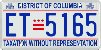 DC license plate ET5165