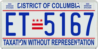 DC license plate ET5167