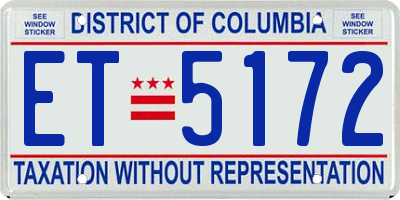 DC license plate ET5172