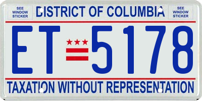 DC license plate ET5178