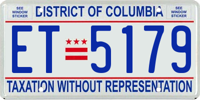 DC license plate ET5179