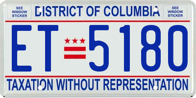 DC license plate ET5180