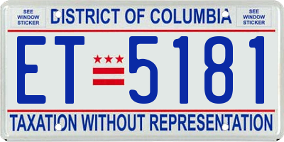 DC license plate ET5181
