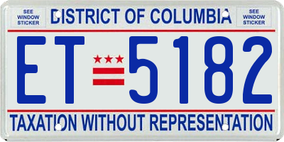 DC license plate ET5182