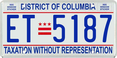 DC license plate ET5187