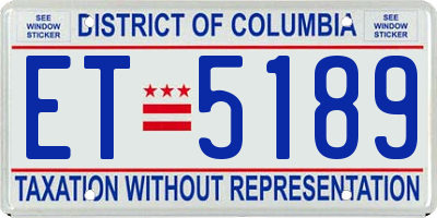 DC license plate ET5189