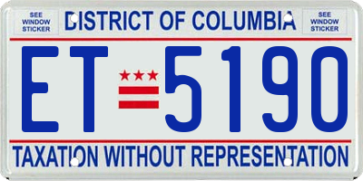 DC license plate ET5190