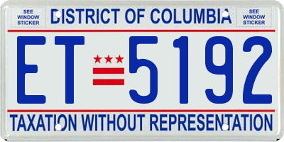 DC license plate ET5192