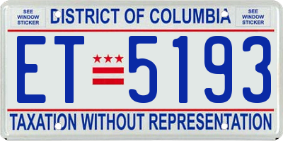 DC license plate ET5193