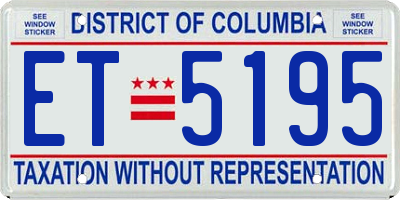 DC license plate ET5195