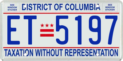 DC license plate ET5197