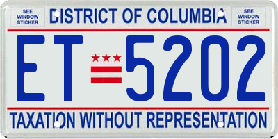 DC license plate ET5202