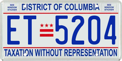 DC license plate ET5204